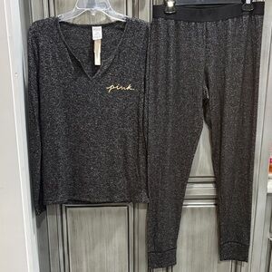 NWT PINK Victoria's Secret Charcoal V-Neck Top Sleepwear